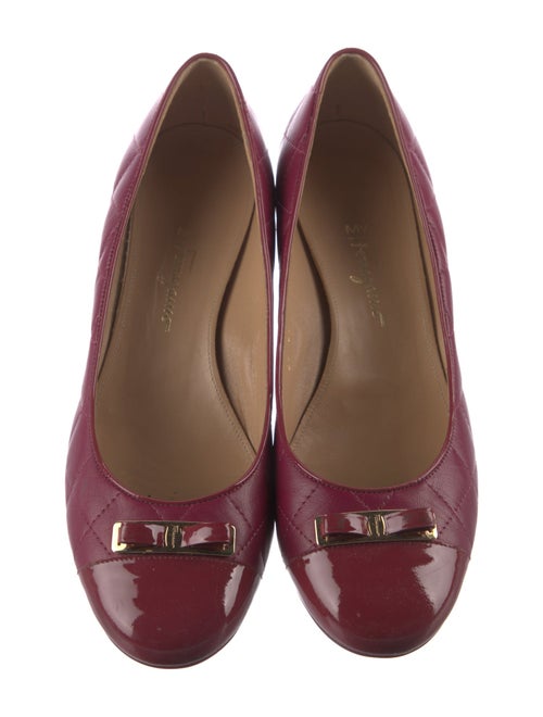 Ferragamo Vara Bow Accent Leather Ballet Flats