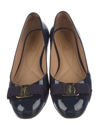 Salvatore Ferragamo Vara Bow Accent Patent Leather Ballet Flats