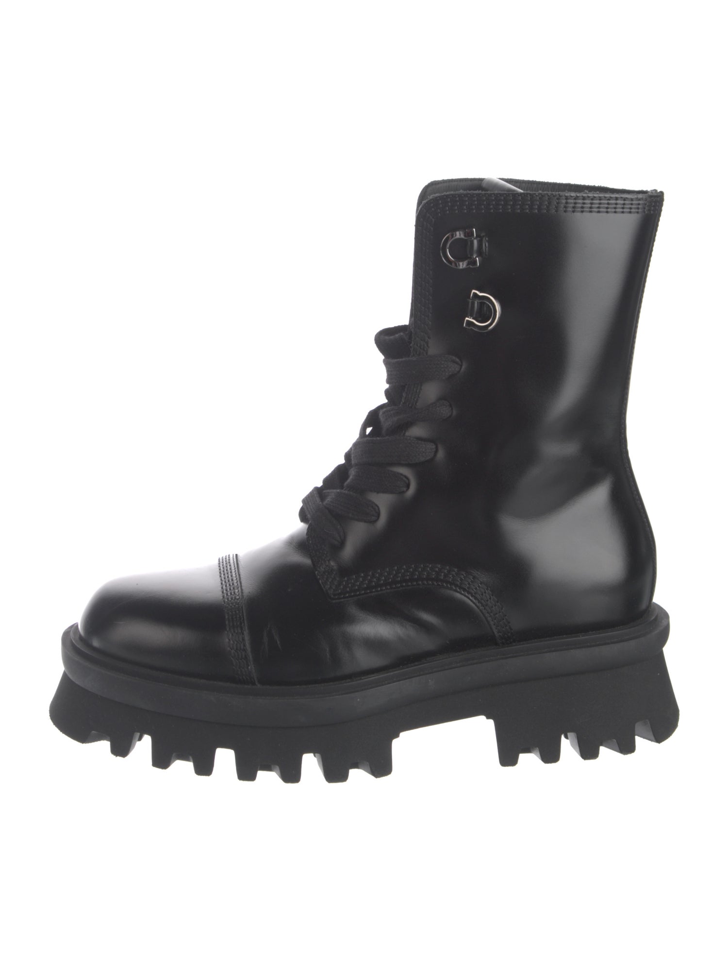 Ferragamo Leather Combat Boots