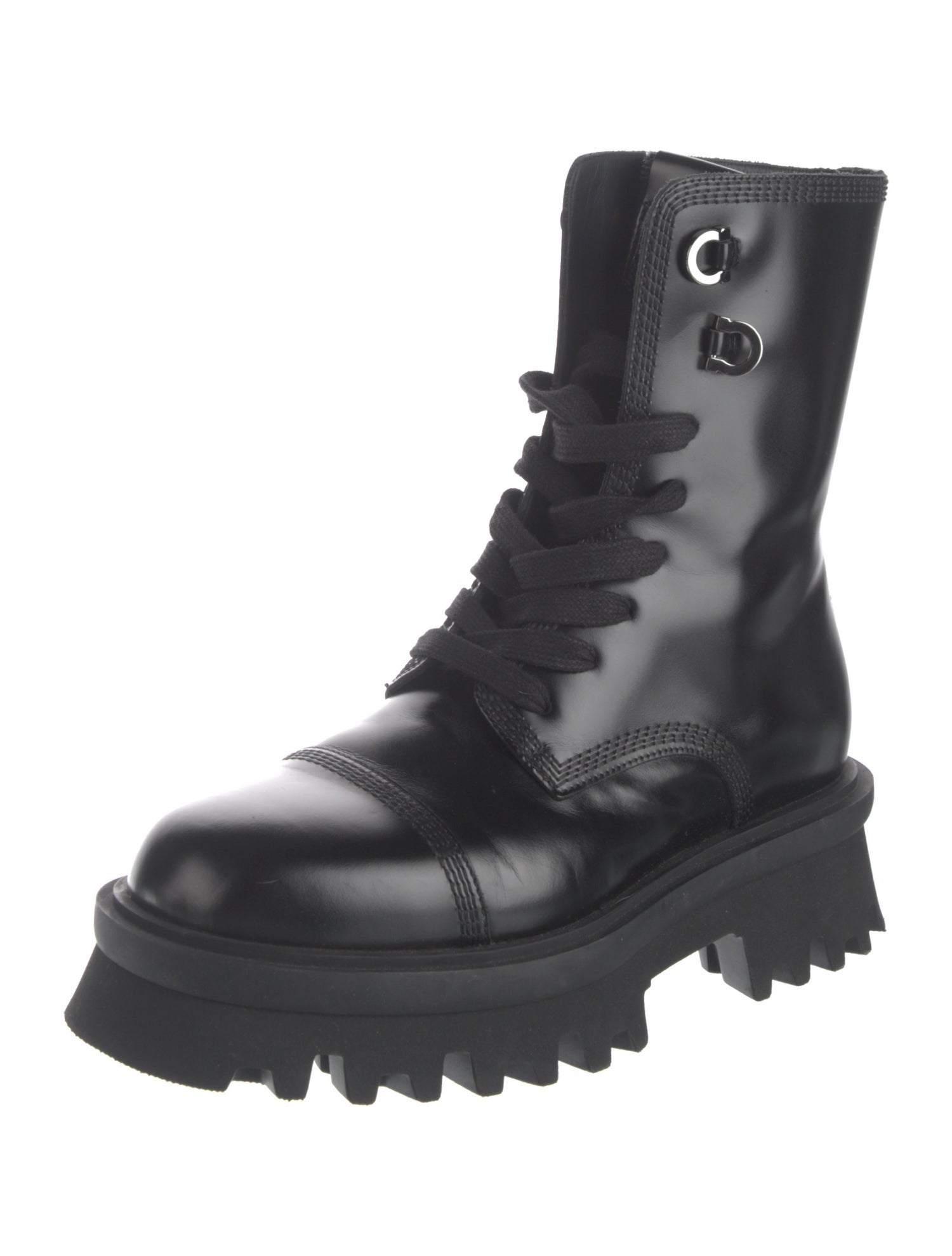 Ferragamo Leather Combat Boots