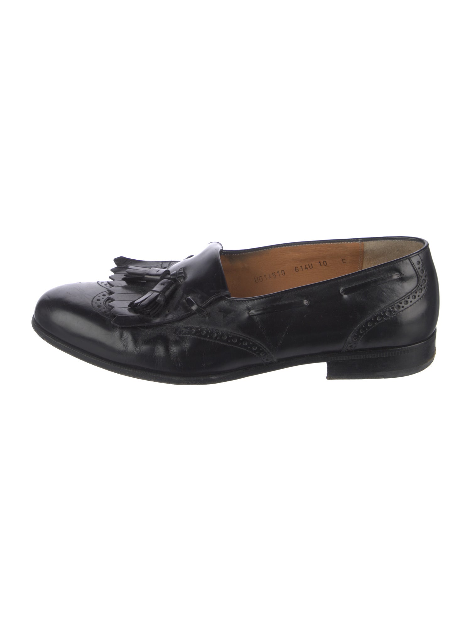Ferragamo Leather Tassel Accents Dress Loafers