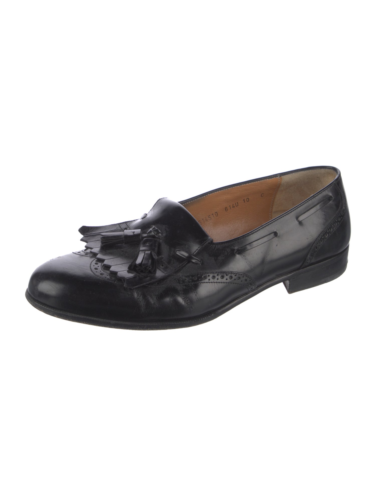 Ferragamo Leather Tassel Accents Dress Loafers