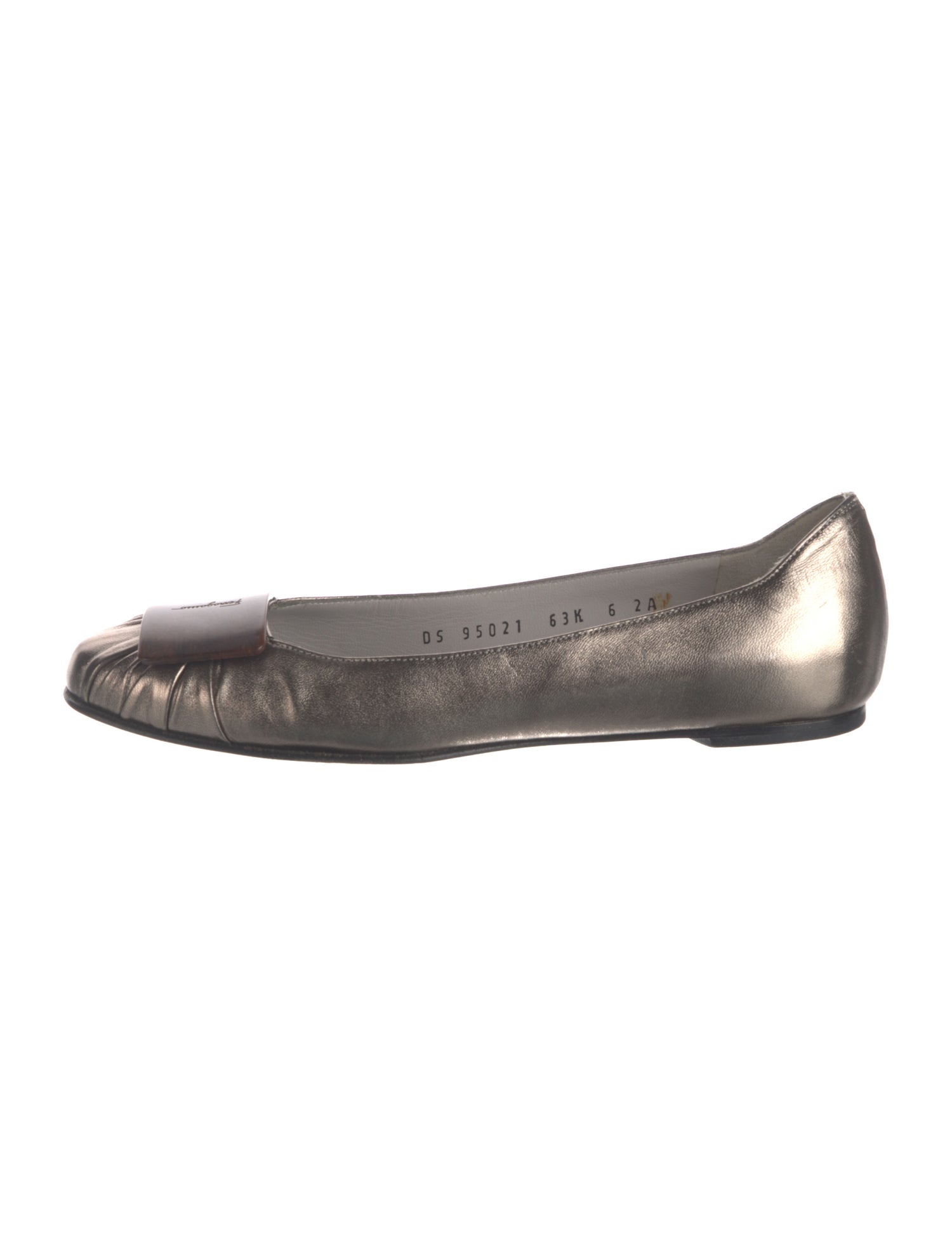 Ferragamo Leather Pleated Accents Ballet Flats