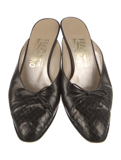 Ferragamo Leather Bow Accents Mules
