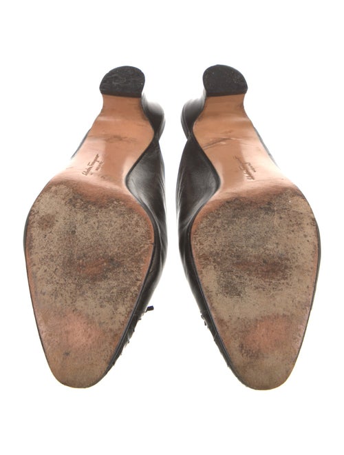 Ferragamo Leather Bow Accents Mules