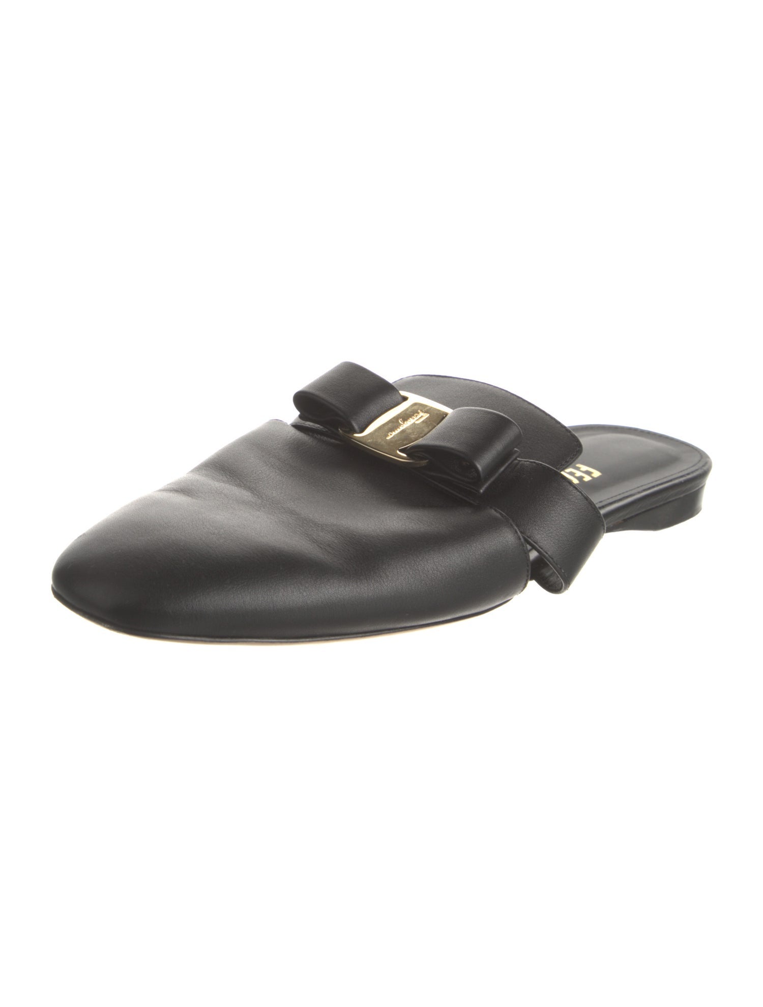 Ferragamo Vara Bow Accent Leather Mules