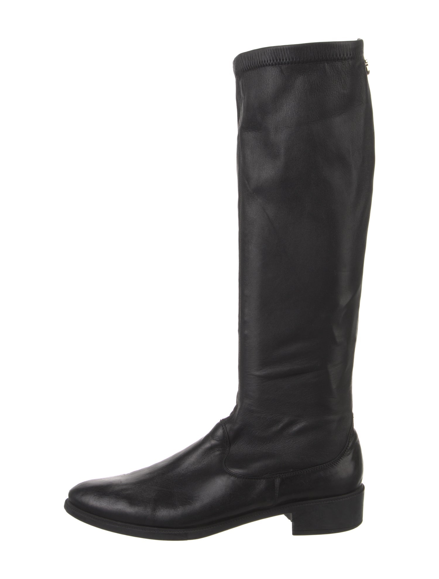 Ferragamo Gancini Logo Leather Riding Boots