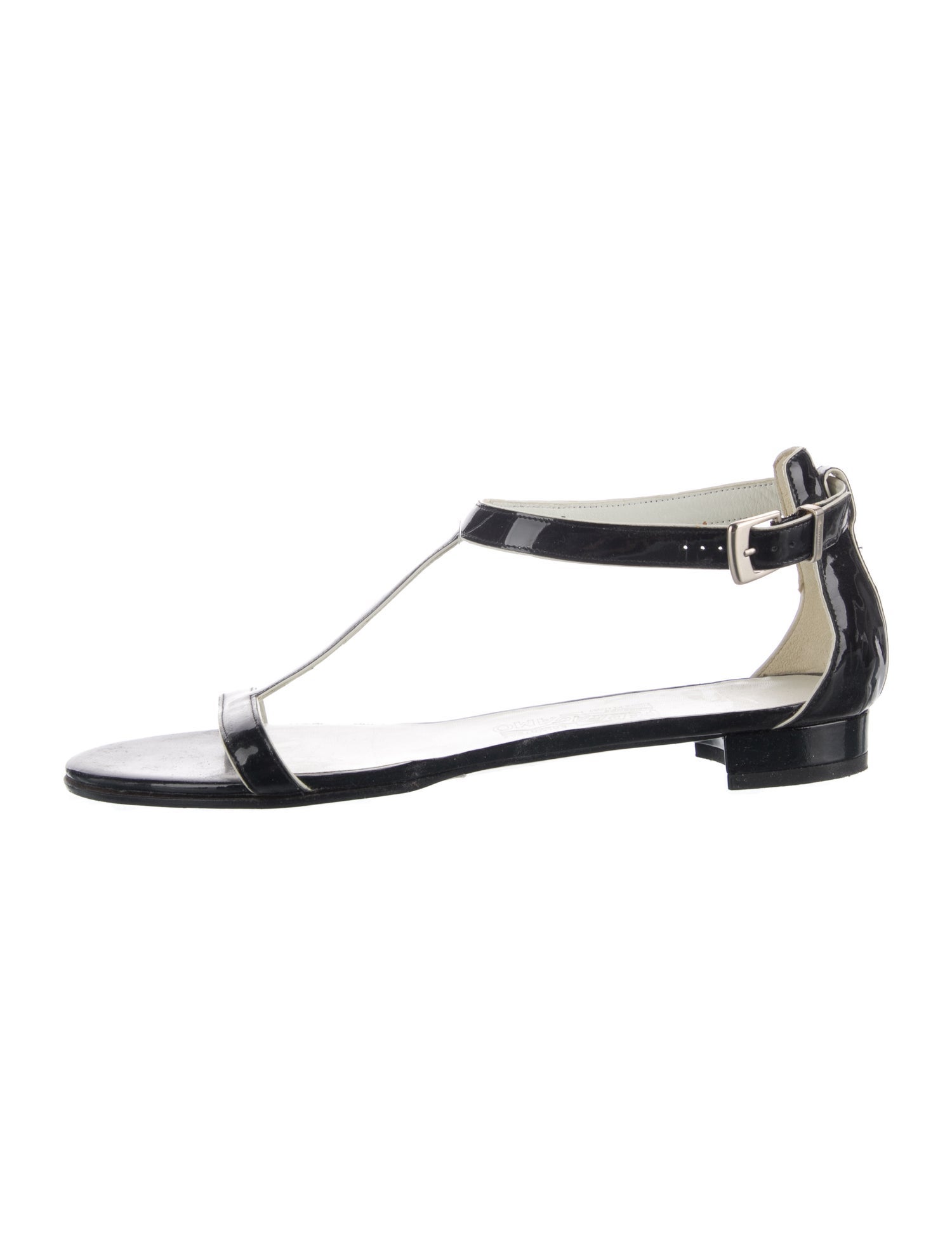 Ferragamo Patent Leather T-Strap Sandals
