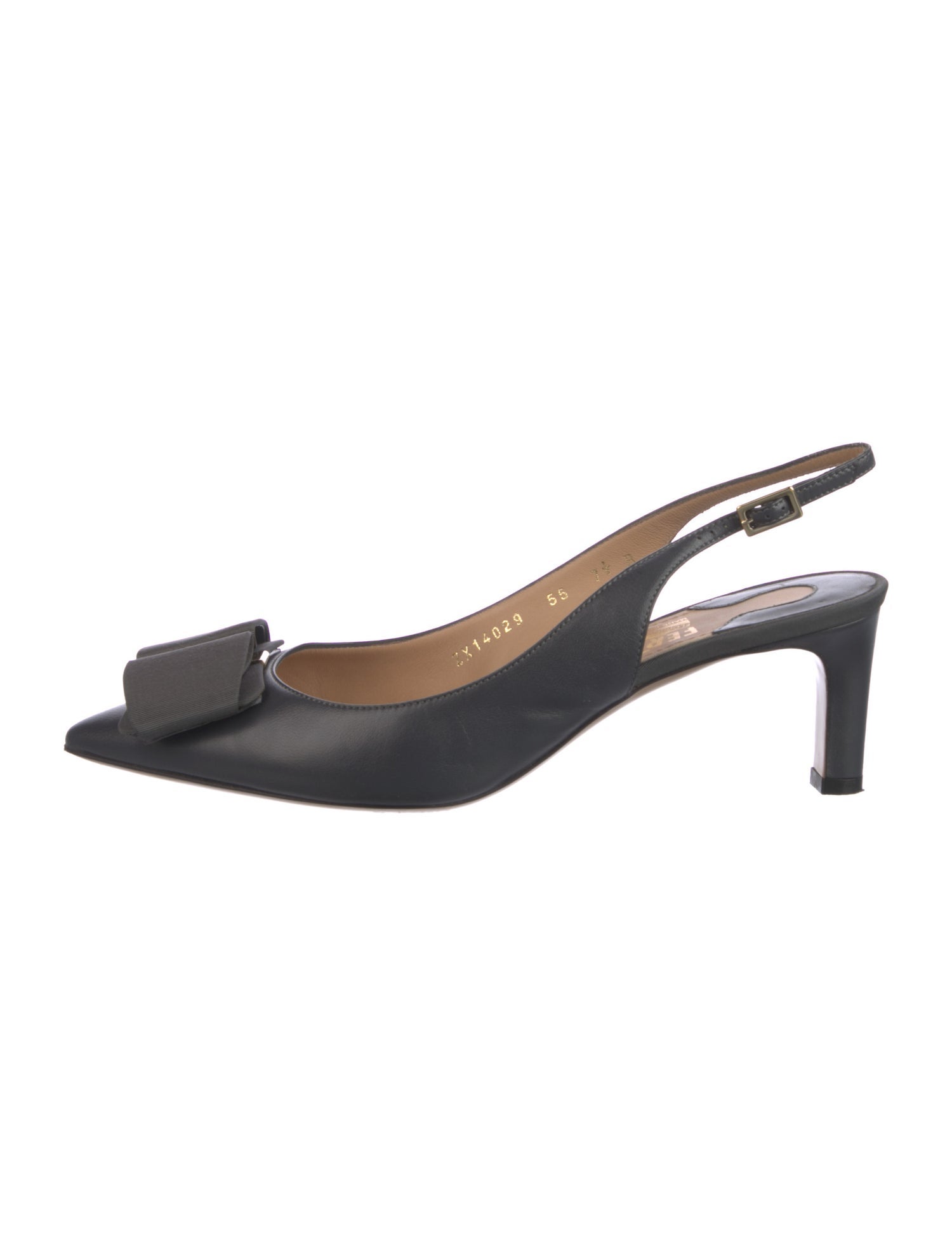 Ferragamo Vara Bow Accent Leather Slingback Pumps