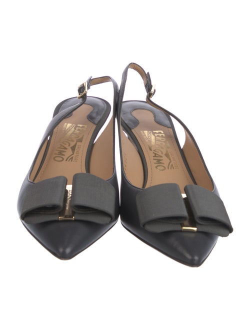 Ferragamo Vara Bow Accent Leather Slingback Pumps