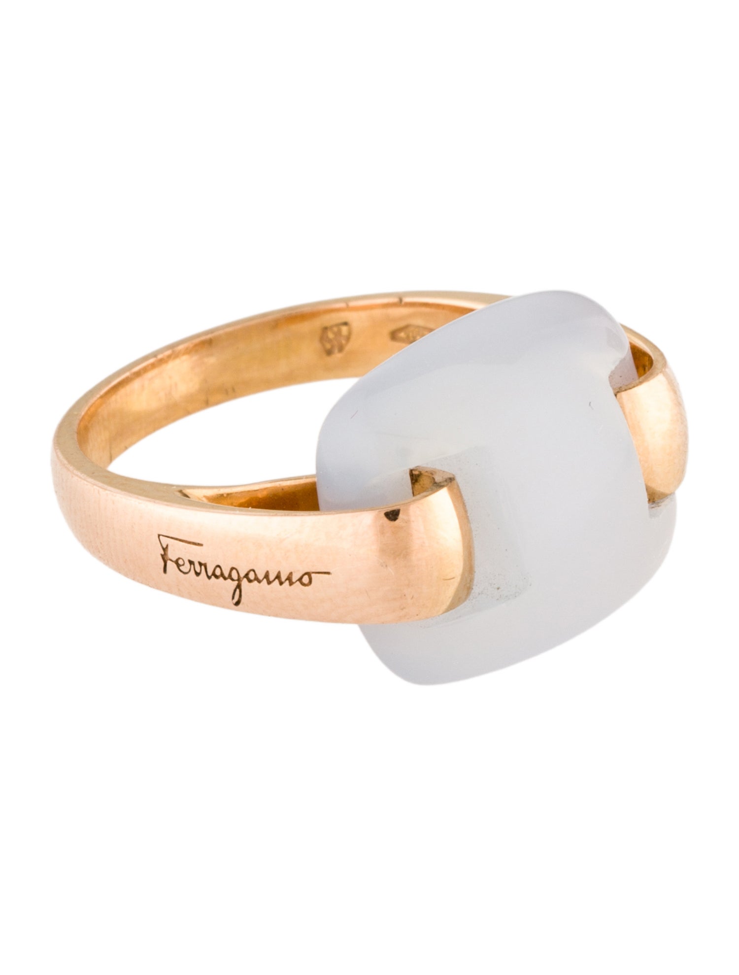 Ferragamo 18K Calcedony Cocktail RIng