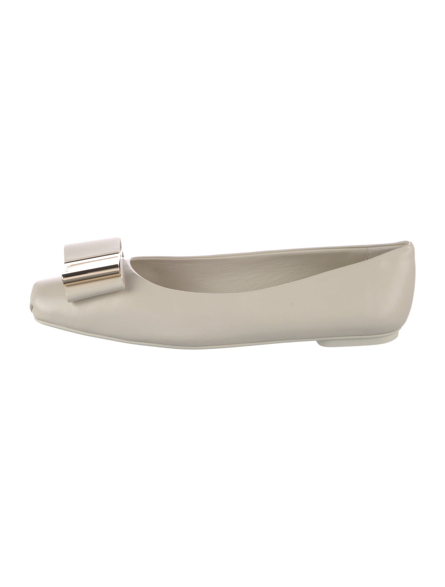 Ferragamo Vara Bow Accent Leather Ballet Flats