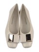 Ferragamo Vara Bow Accent Leather Ballet Flats