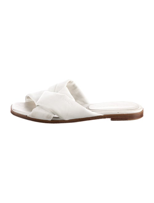 Ferragamo Leather Ruffle Embellishment Slides
