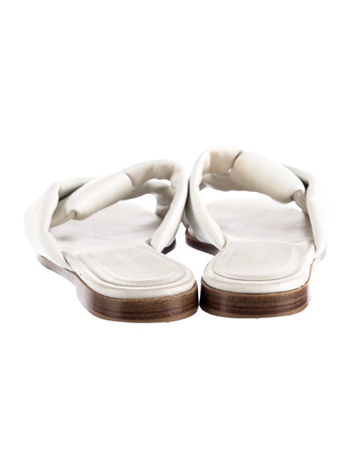 Ferragamo Leather Ruffle Embellishment Slides