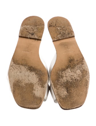 Ferragamo Leather Ruffle Embellishment Slides