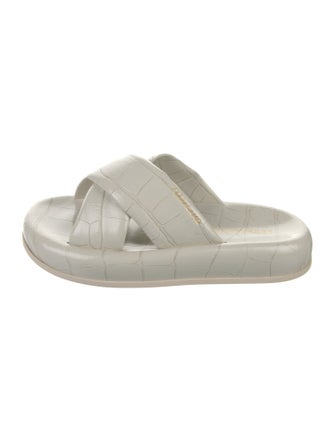 Ferragamo Embossed Leather Slides