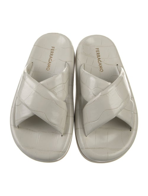 Ferragamo Embossed Leather Slides