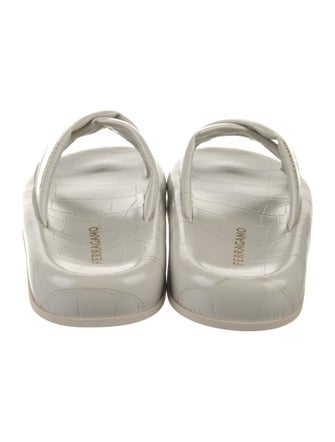 Ferragamo Embossed Leather Slides