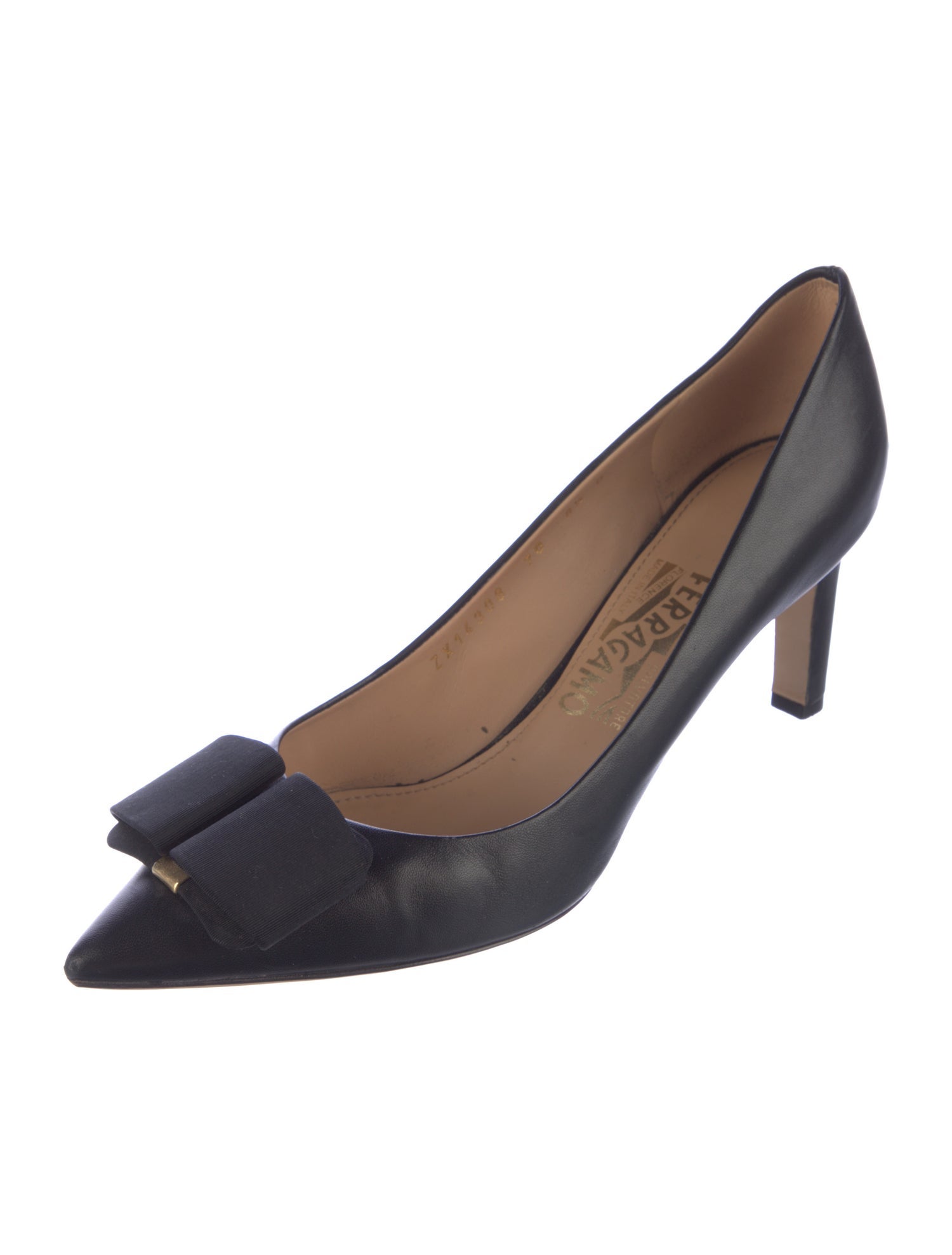 Salvatore Ferragamo Leather Bow Accents Pumps