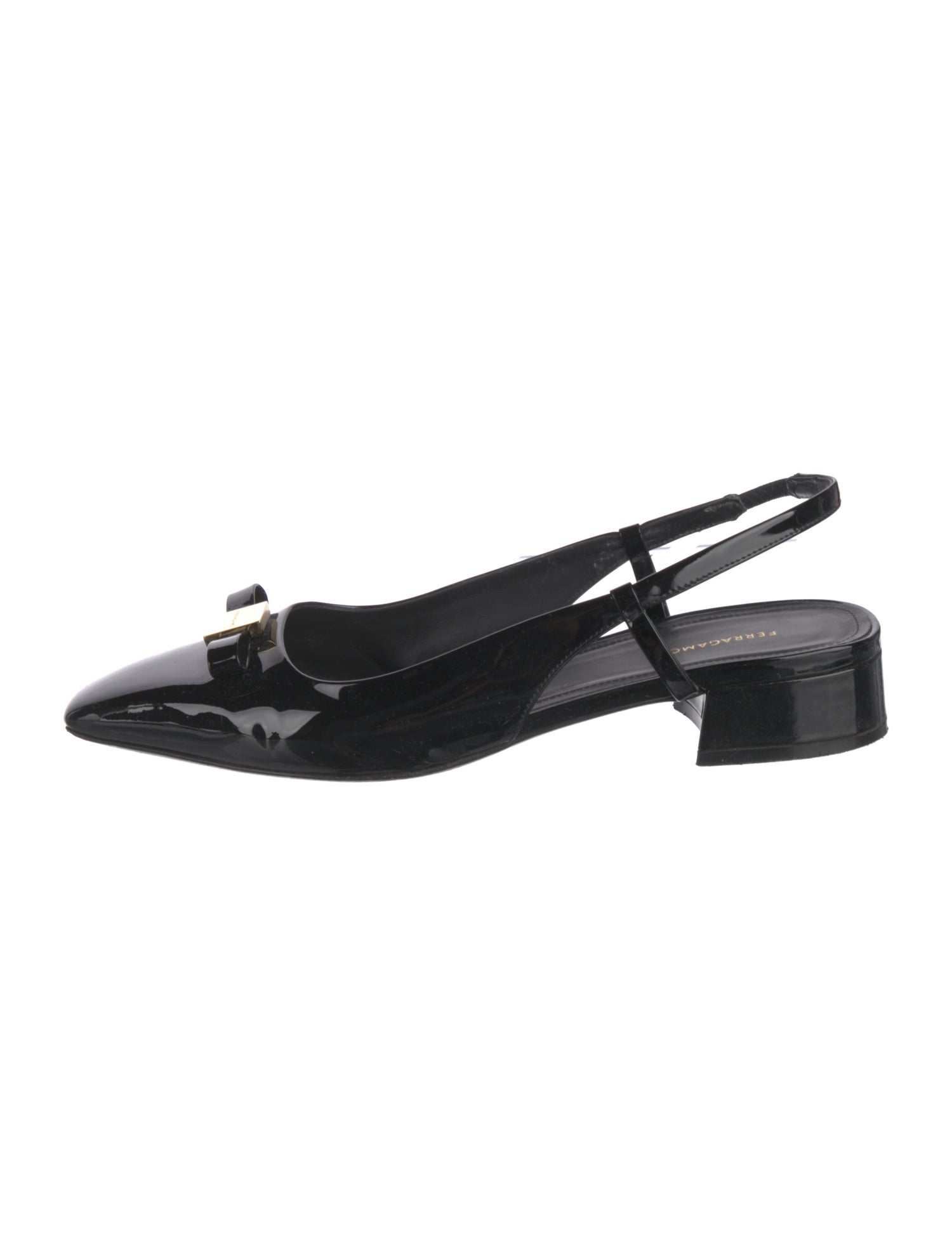 Ferragamo Vara Bow Accent Patent Leather Slingback Pumps