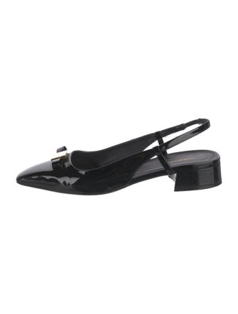 Ferragamo Vara Bow Accent Patent Leather Slingback Pumps