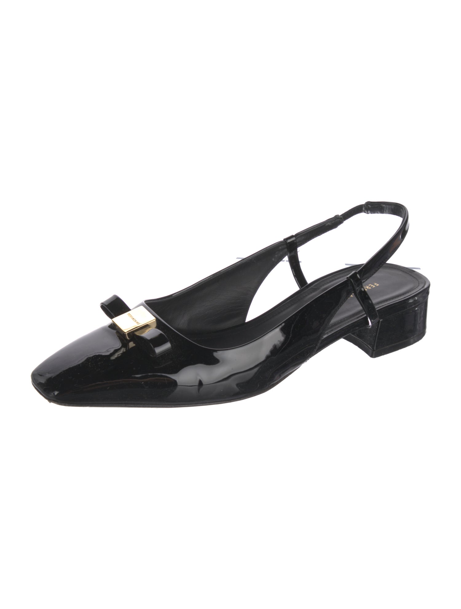 Ferragamo Vara Bow Accent Patent Leather Slingback Pumps