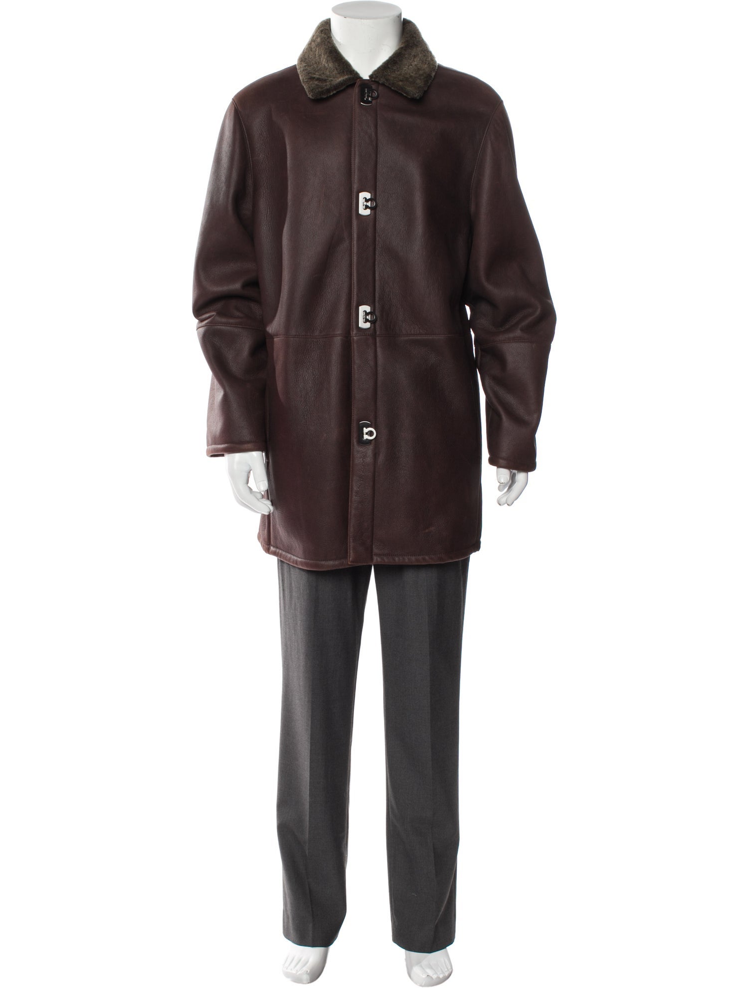 Ferragamo Gancini Logo Shearling Coat