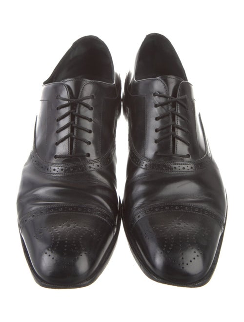 Salvatore Ferragamo Embossed Leather Embroidered Accent Brogues