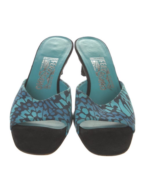 Ferragamo Suede Graphic Print Slides