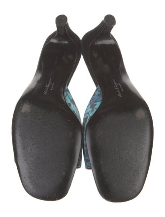 Ferragamo Suede Graphic Print Slides