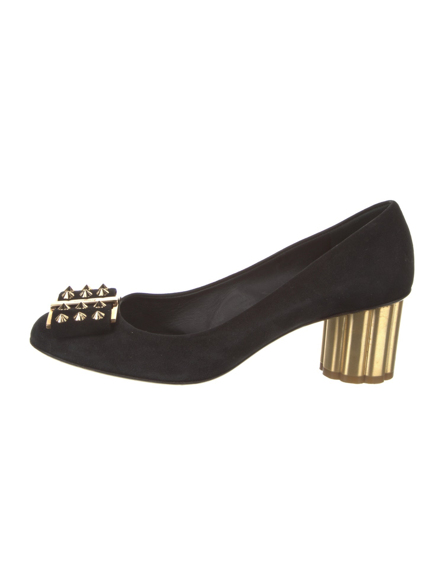 Ferragamo Suede Colorblock Pattern Pumps