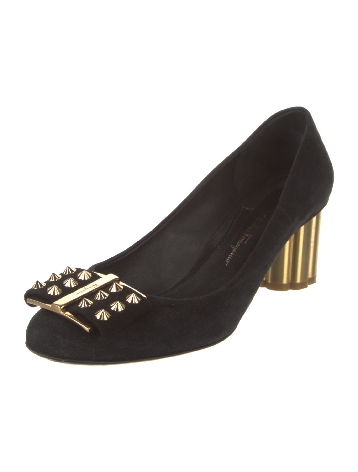 Ferragamo Suede Colorblock Pattern Pumps