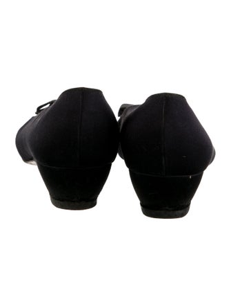 Ferragamo Satin Bow Accents Ballet Flats