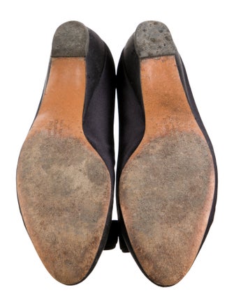 Ferragamo Satin Bow Accents Ballet Flats