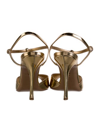 Ferragamo Patent Leather Cutout Accent T-Strap Pumps