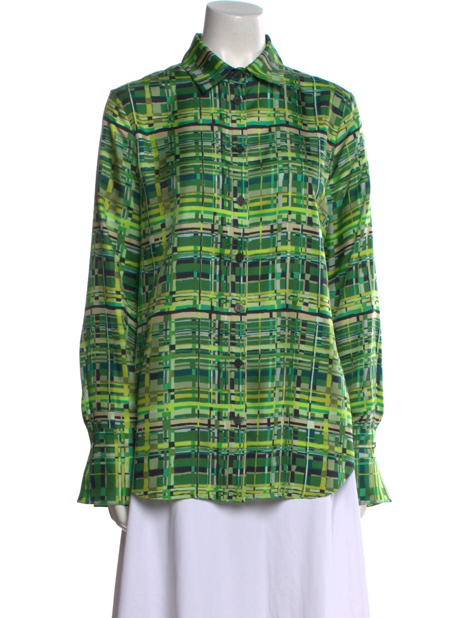 Ferragamo Silk Printed Button-Up Top