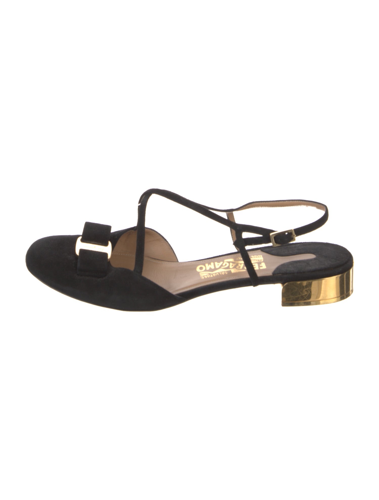 Ferragamo Vara Bow Accent Suede Slingback Sandals