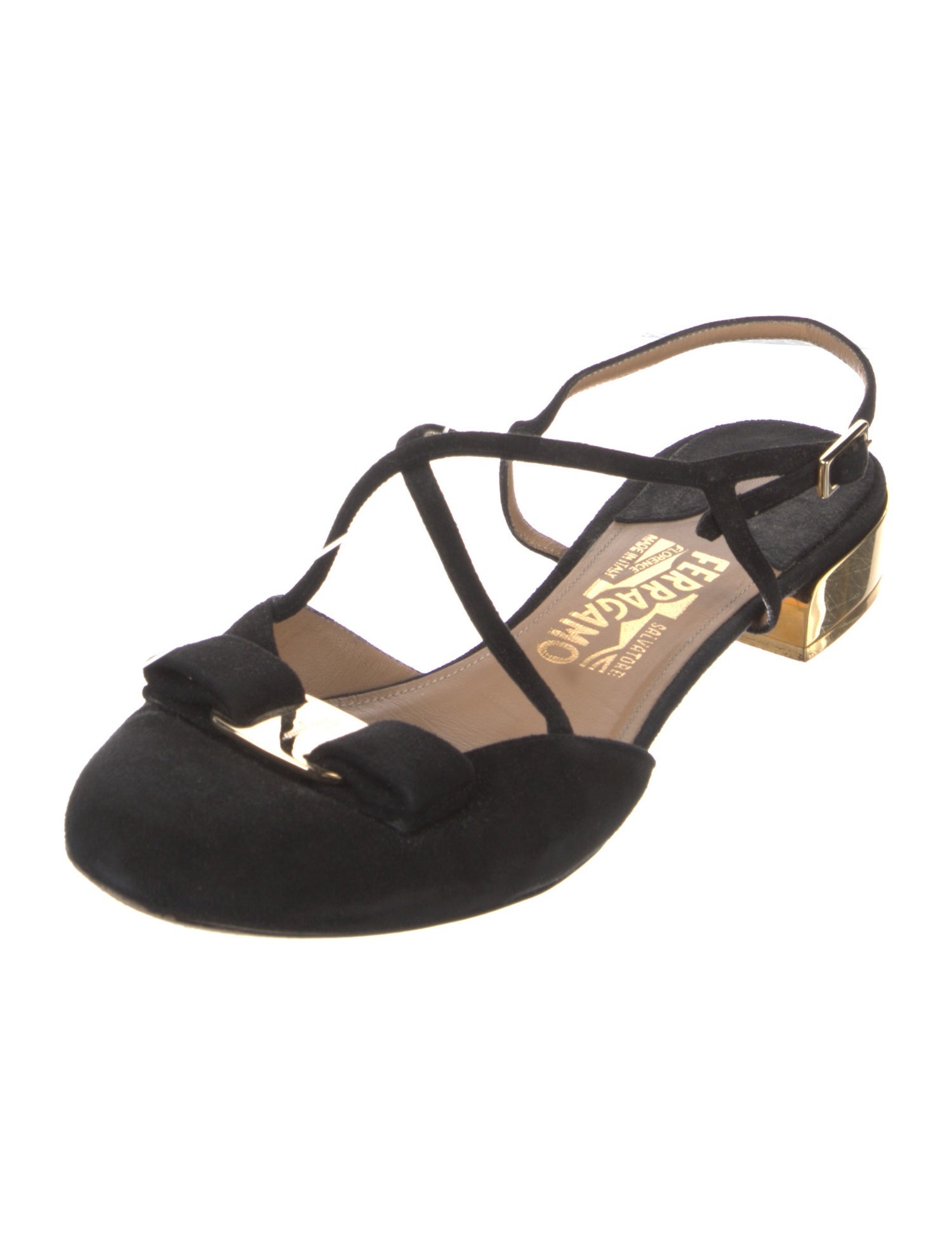 Ferragamo Vara Bow Accent Suede Slingback Sandals