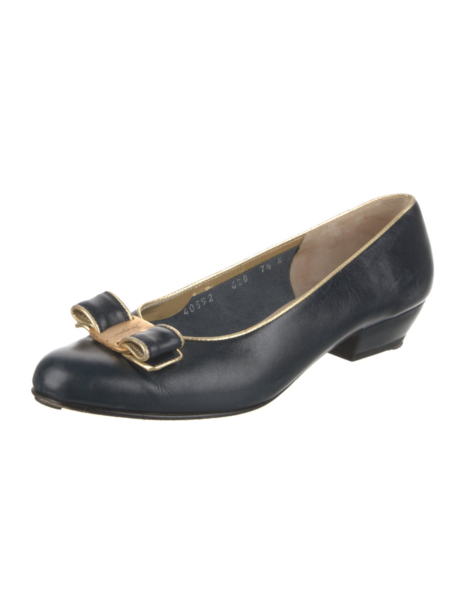 Ferragamo Leather Bow Accents Flats