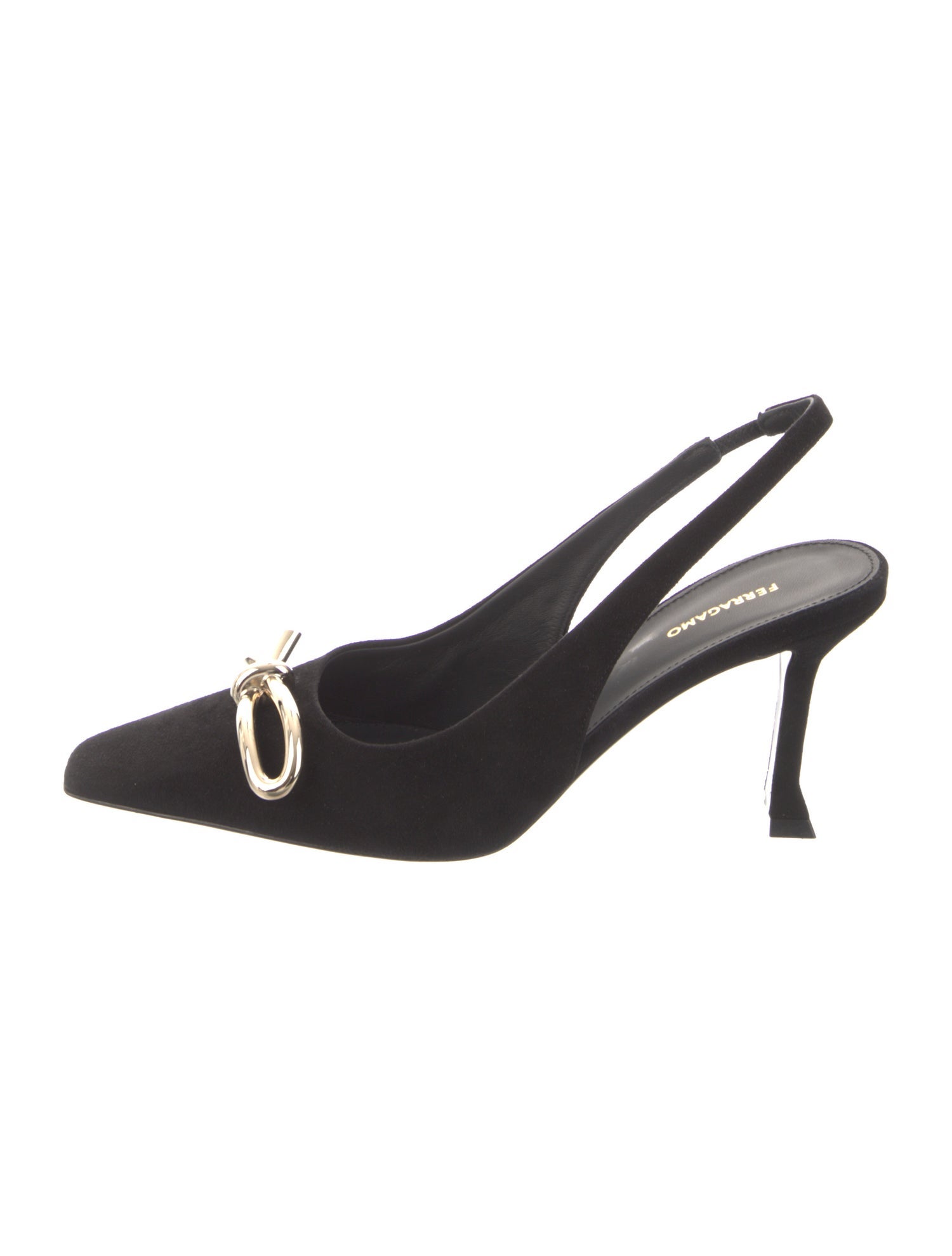 Ferragamo Leather Bow Accents Slingback Pumps