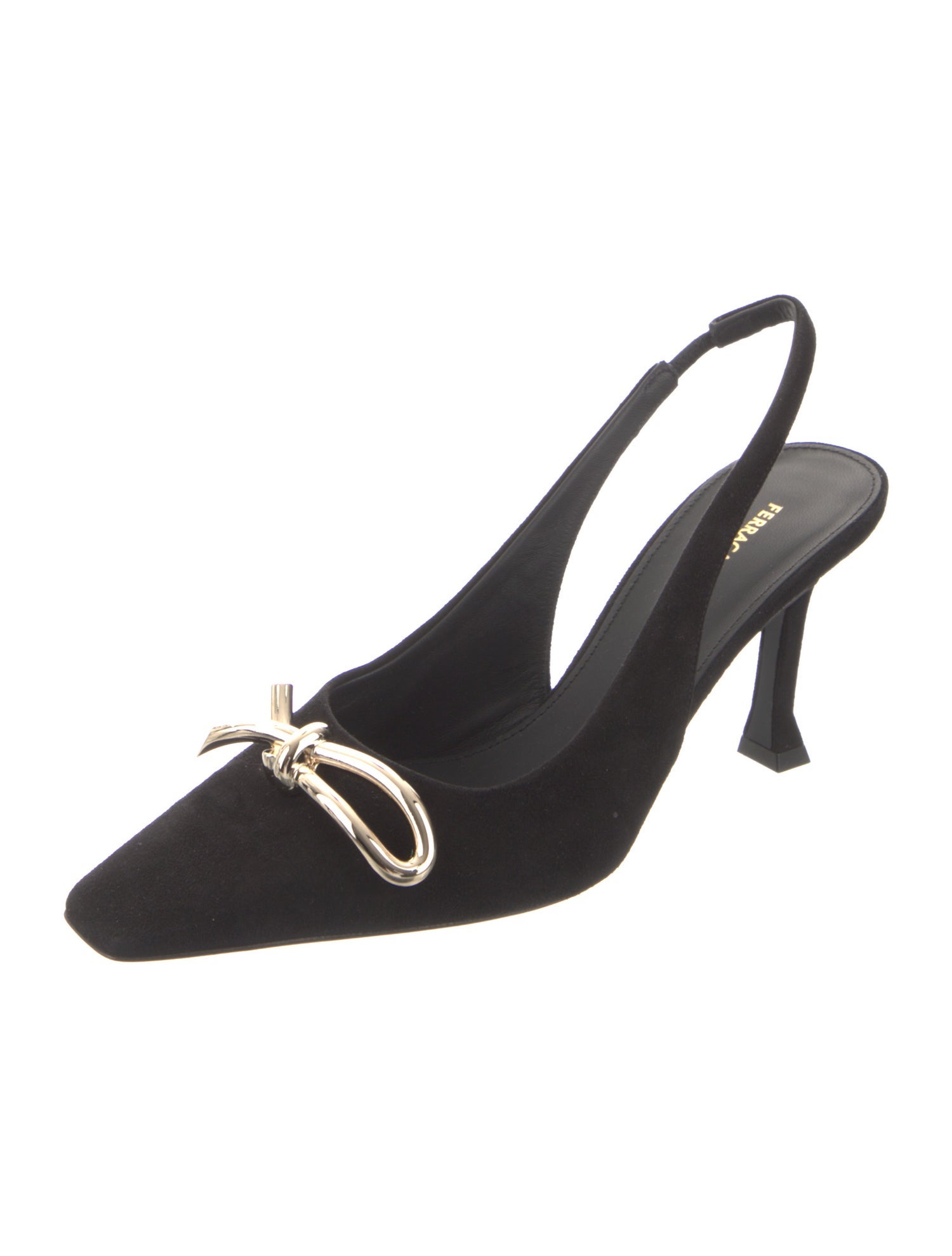 Ferragamo Leather Bow Accents Slingback Pumps