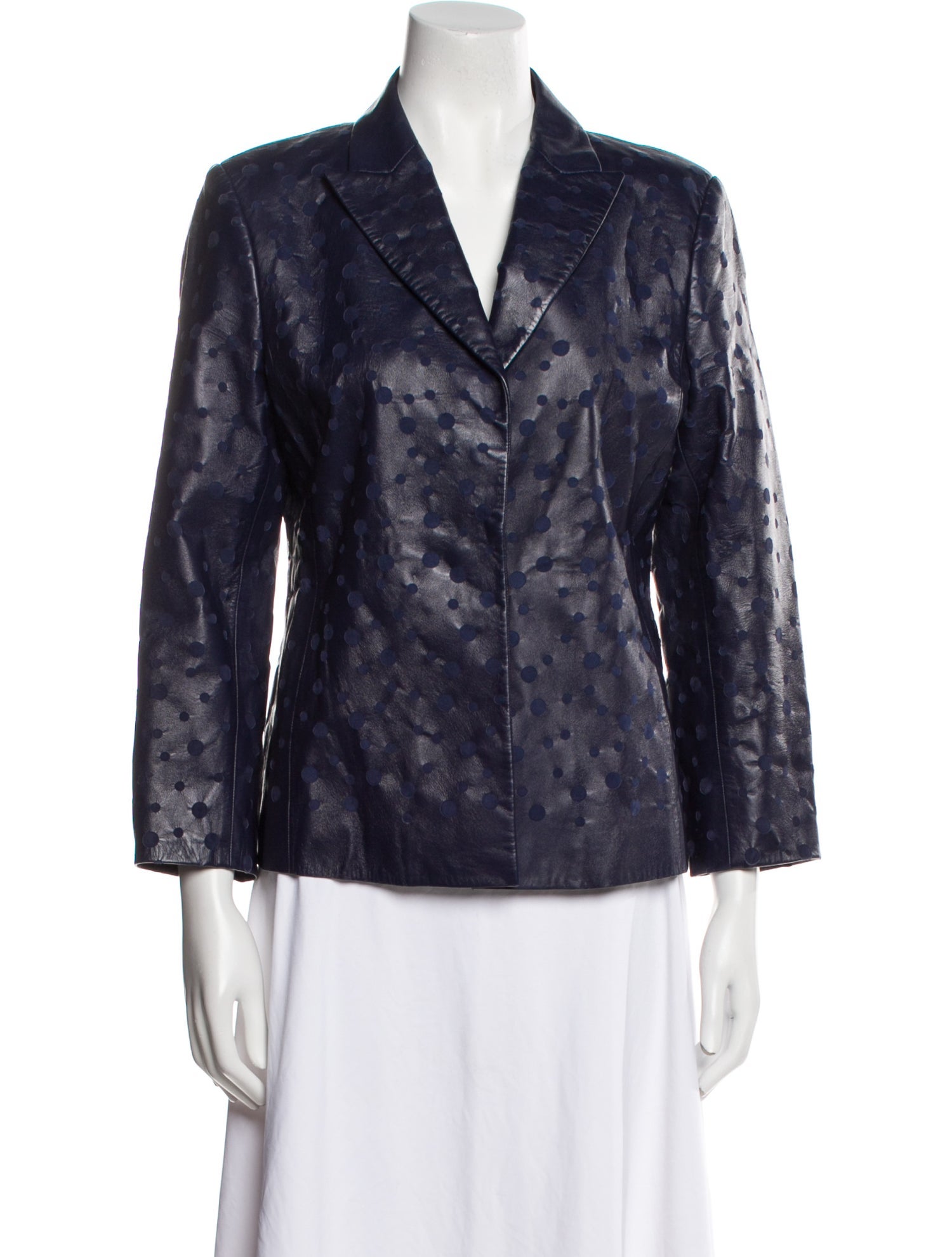 Salvatore Ferragamo Leather Polka Dot Print Blazer