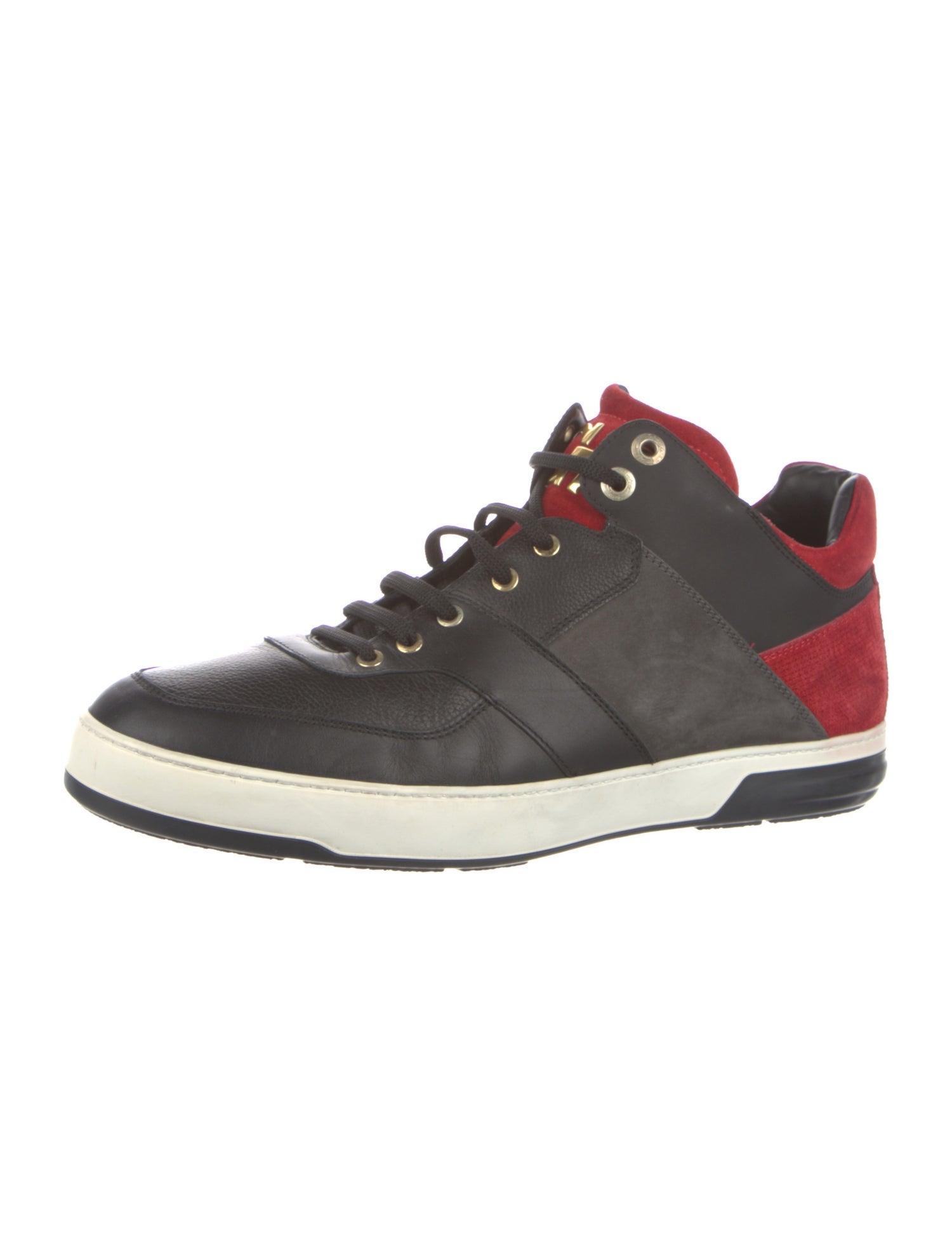 Ferragamo Leather Colorblock Pattern Sneakers