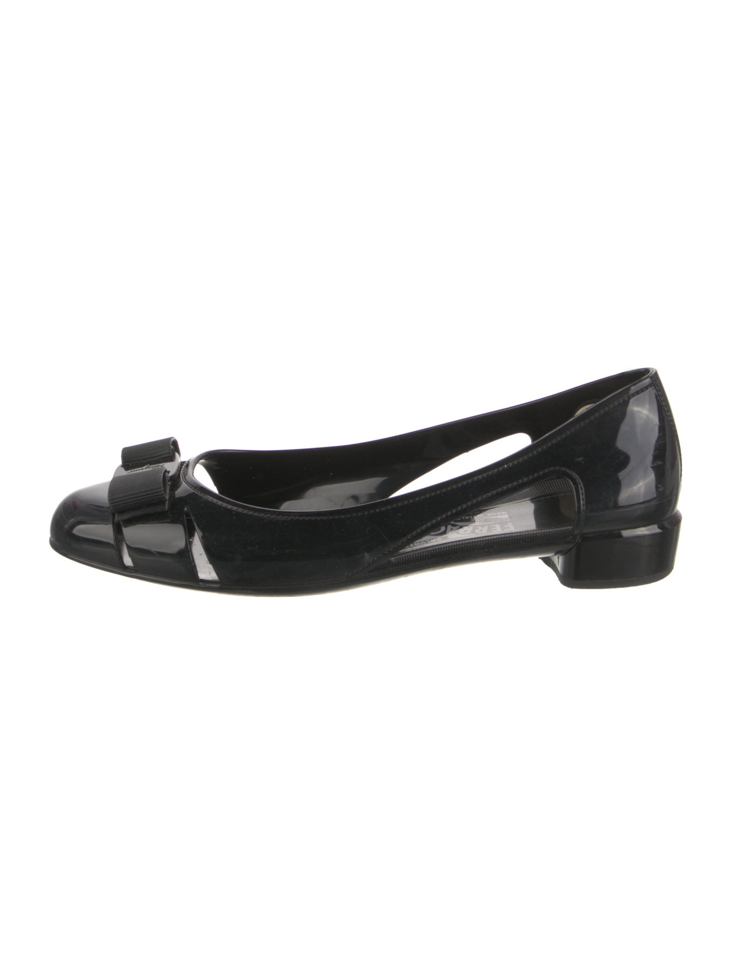 Ferragamo Rubber Bow Accents Flats