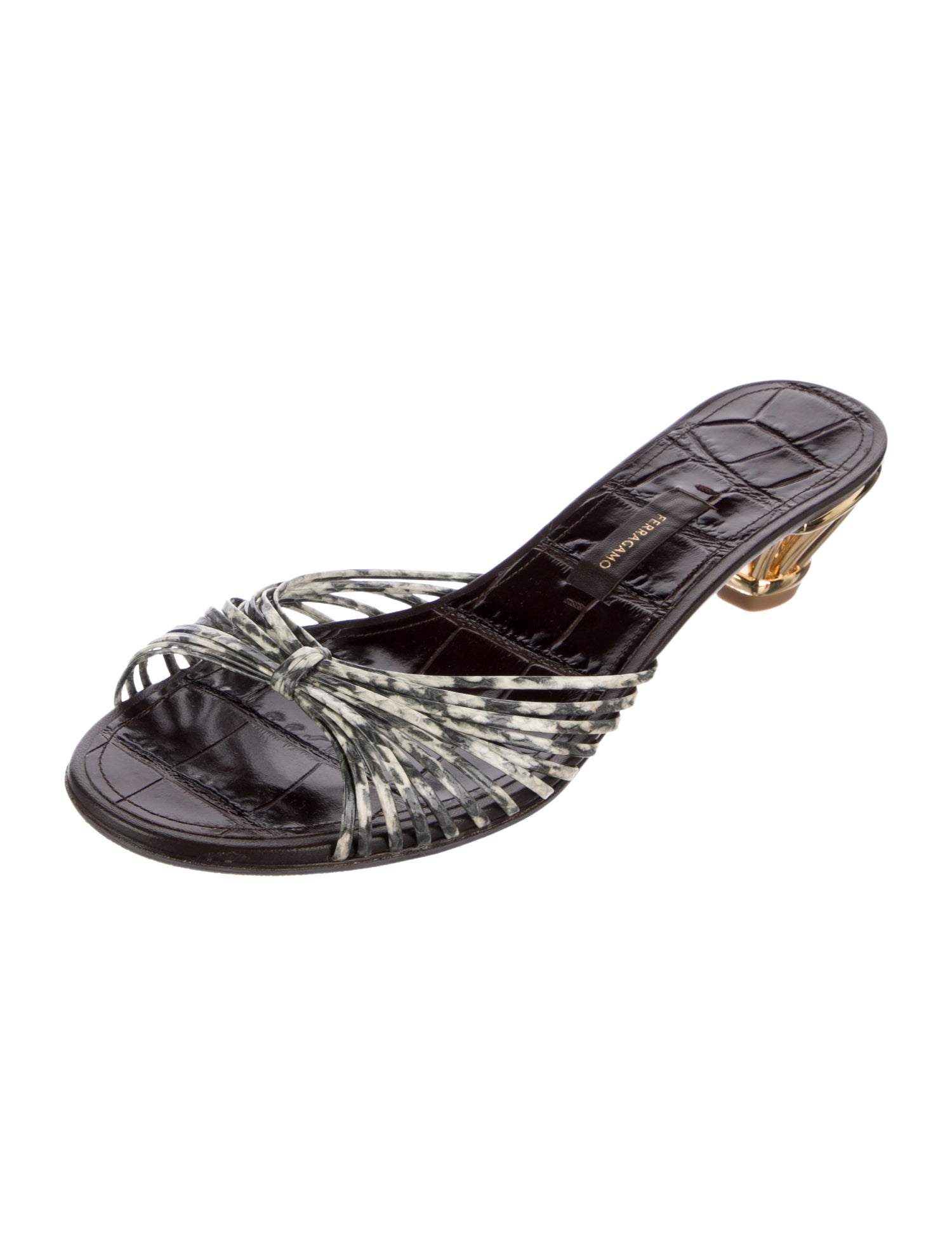 Ferragamo Leather Printed Slides