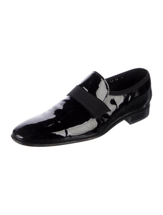 Salvatore Ferragamo Patent Leather Grosgrain Trim Monk Straps
