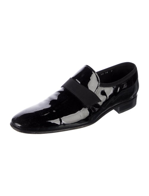 Salvatore Ferragamo Patent Leather Grosgrain Trim Monk Straps
