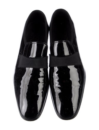 Salvatore Ferragamo Patent Leather Grosgrain Trim Monk Straps