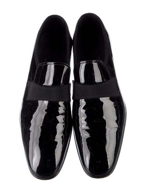 Salvatore Ferragamo Patent Leather Grosgrain Trim Monk Straps